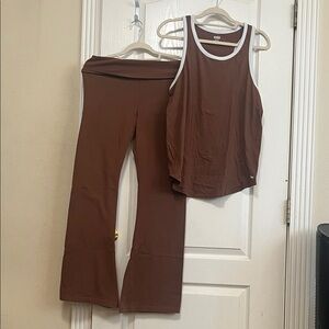 PINK Victoria's Secret Brown Flare Pants and Tank Set